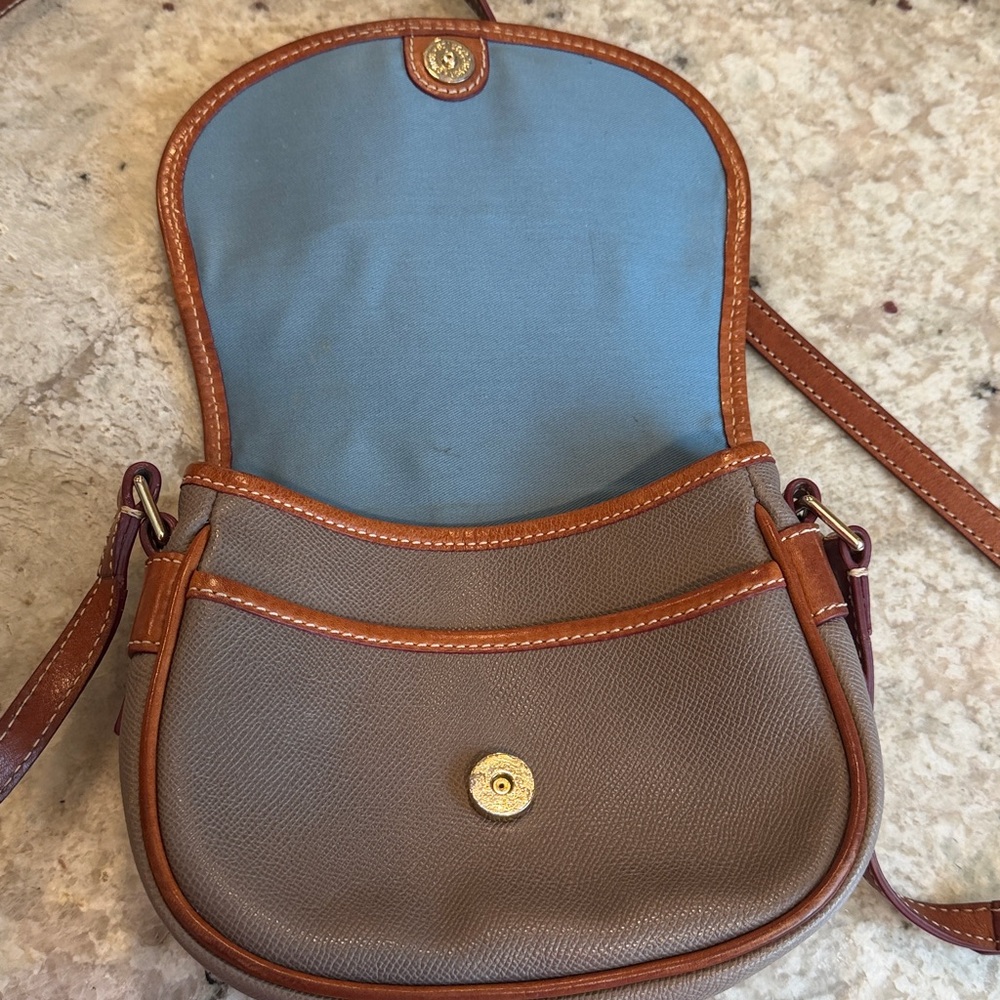 Dooney & Bourke Taupe and Brown Crossbody Saddle Bag - Picture 3 of 9
